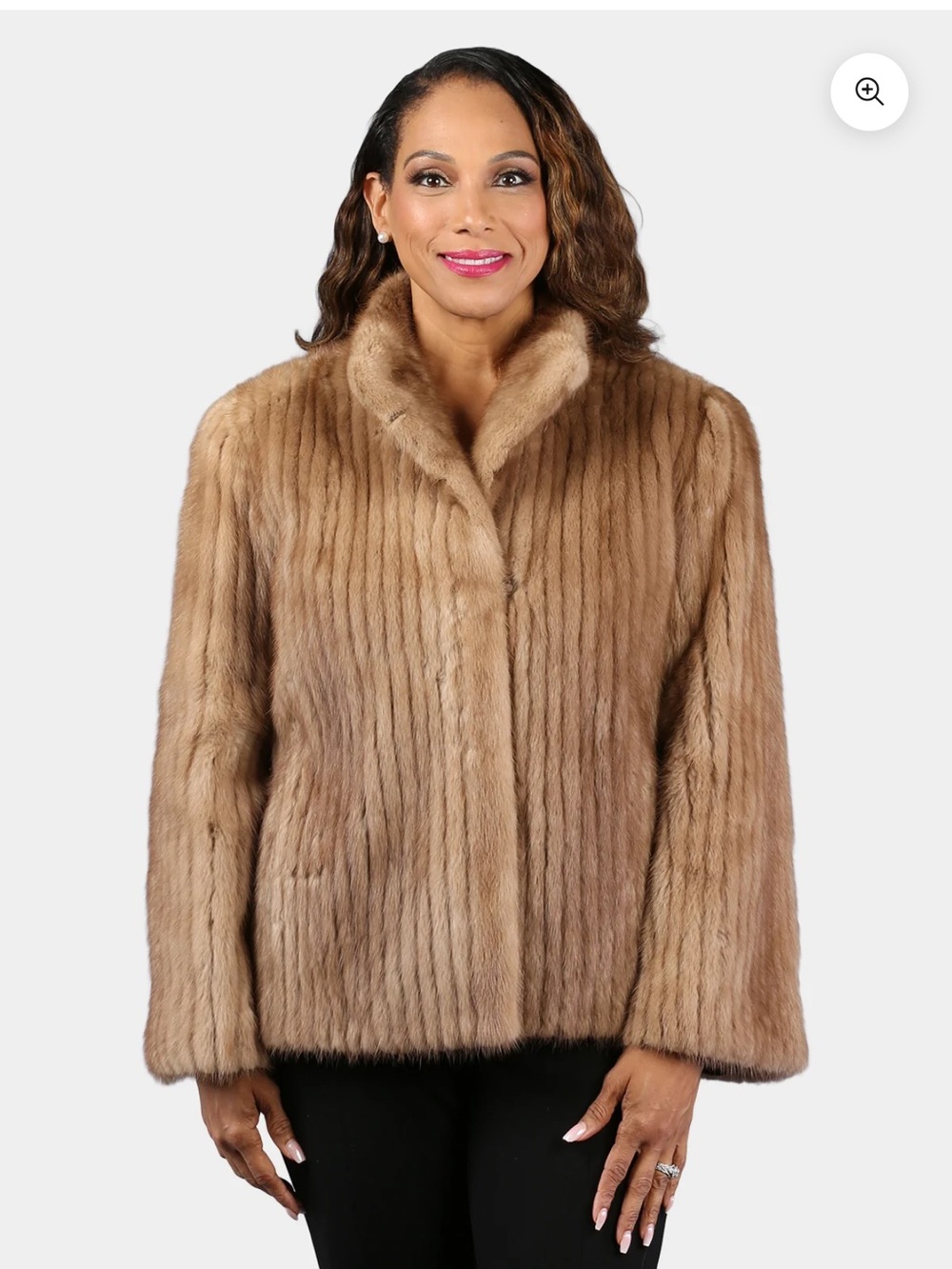 Evan’s Fur Woman's Natural Pastel Cord Cut Mink Fur Jacket Size 12